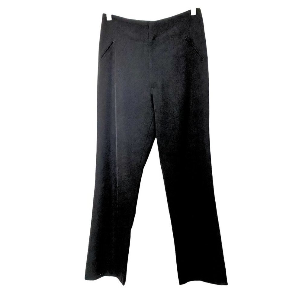 YOHJI YAMAMOTO BLACK WOOL HIGH RISE STRAIGHT LEG DRESS PANTS - M (JP2)